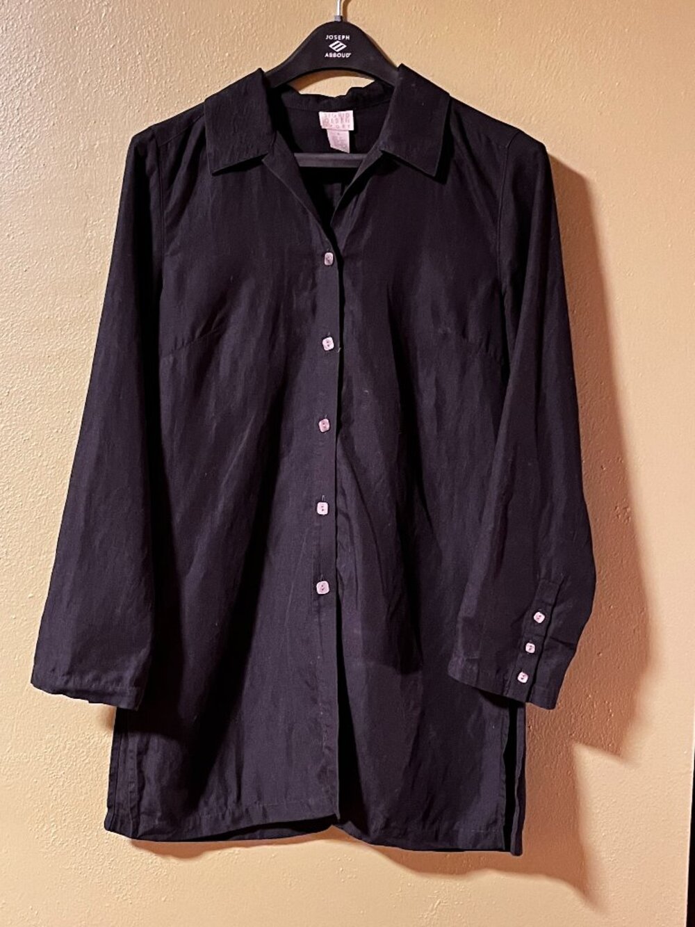 Sigrid Olsen Sport Black Tencel Linen Button Front Tunic Size 4